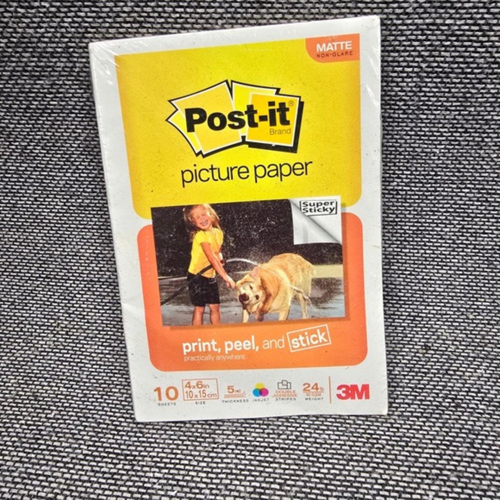 Post-it Picture Paper 4x6 Inkjet Sticky‎ Photo Paper 10ct White NEW W Matte